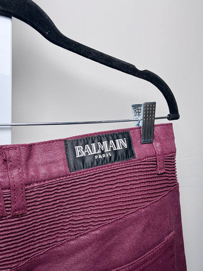 Balmain Burgundy 100% Cotton Men's Pants