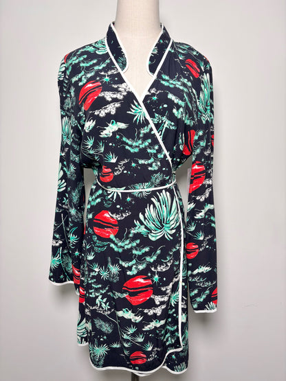 Women Size L Rixo Black Print Viscose Dress