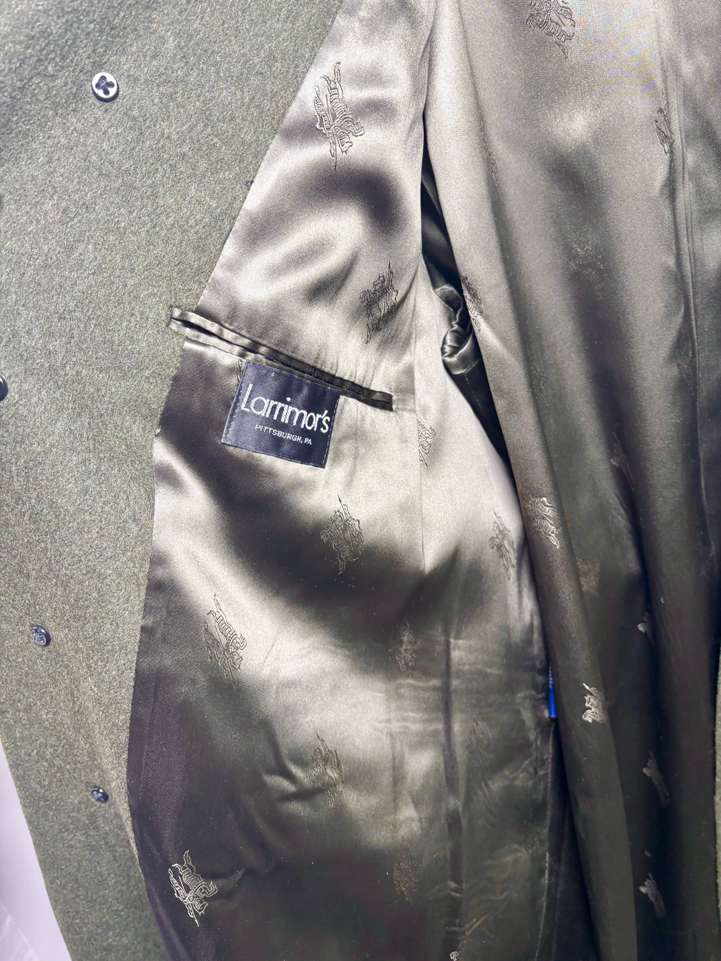 Burberry Hunter Green Wool Solid Men's Size XL Long Coat