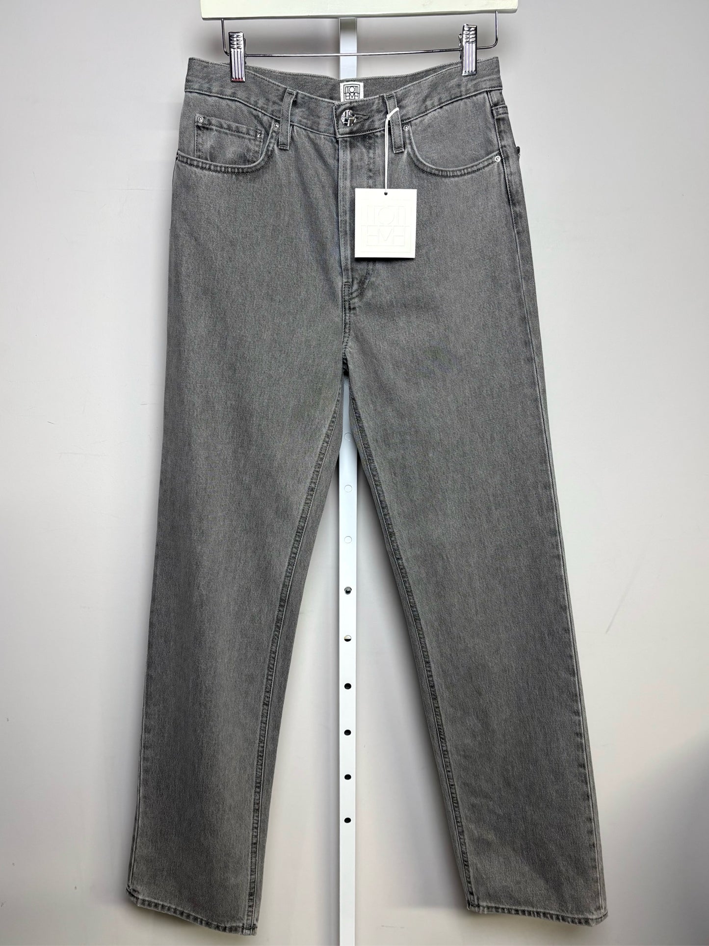 Women Size 27 (4) Toteme Gray Solid Denim NWT Classic Cut Jeans