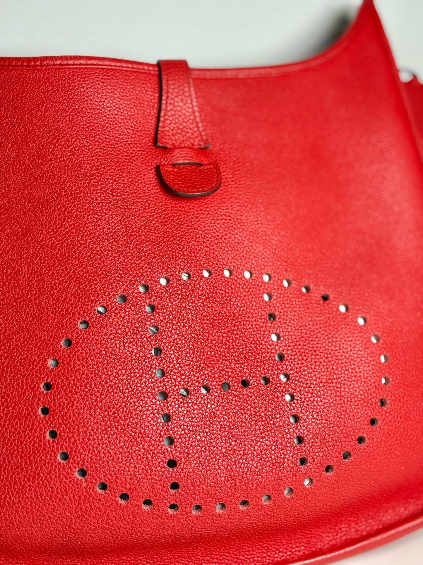 Hermes Evelyne III PM Clemence 2019 Leather Pre-owned Rouge Casaque Purse