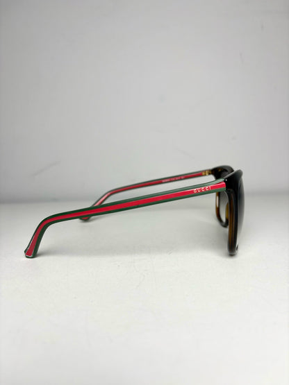 Women's Gucci GG 3649/S Brown w/Red, Green Web Stripe Acetate Sunglasses Pre-Owned