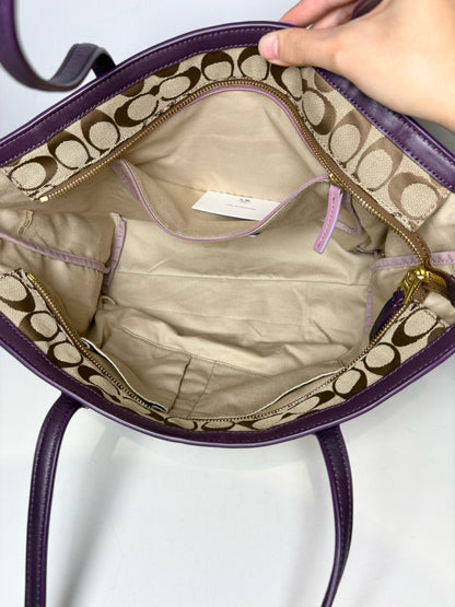 Coach Leather Trim Pre-owned Logo Canvas, Leather Tote Bag