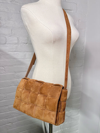 Bottega Veneta Weave Suede Brown Medium Purse