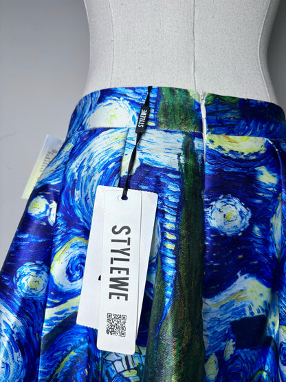 Women Size S Davida Blue Van Gogh Starry Night Skirt