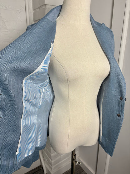 Women Size 2 Veronica Beard Blue Herringbone Blazer