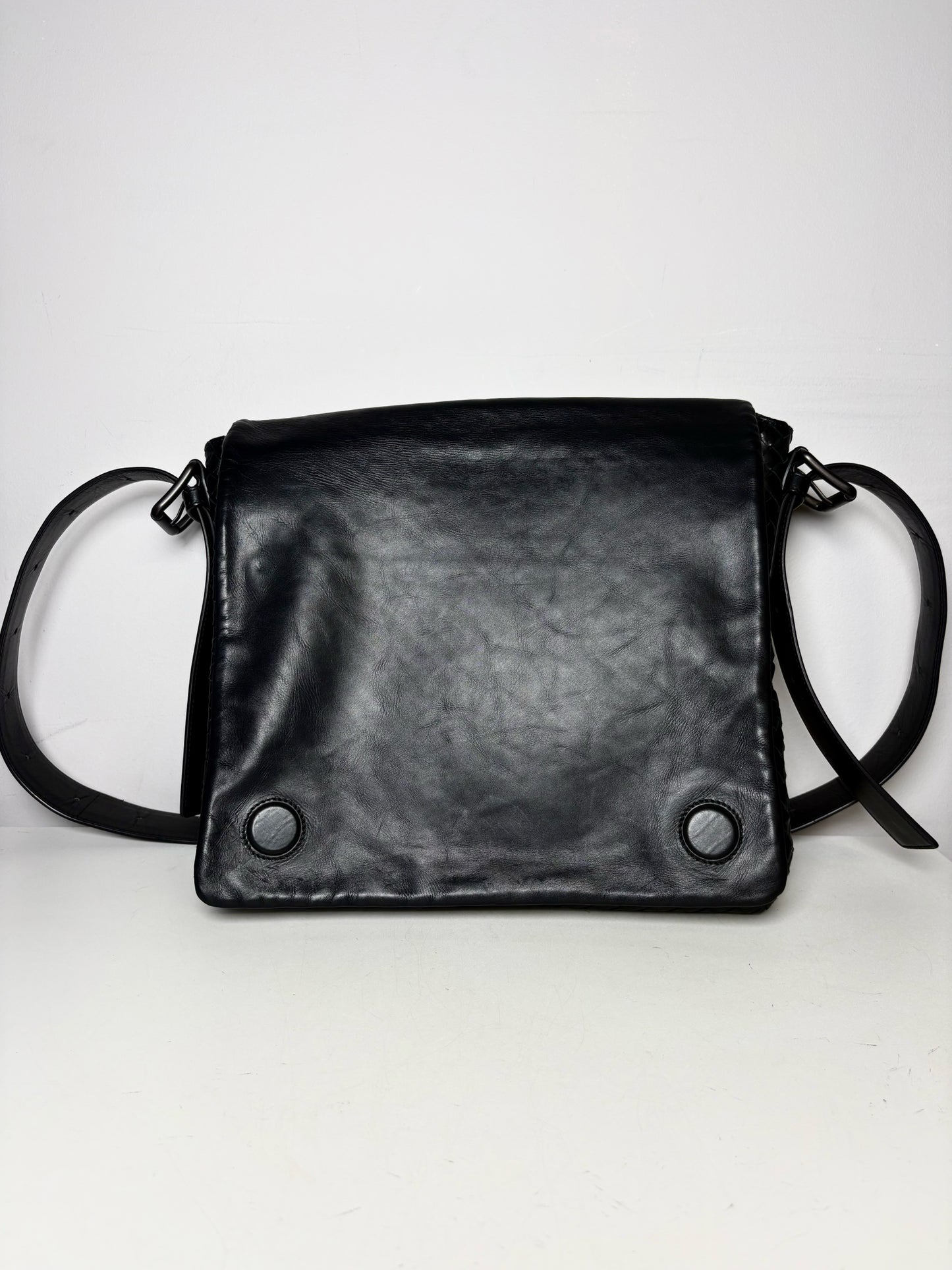 Bottega Veneta Woven Leather Pre-owned Black Calfskin Large Purse