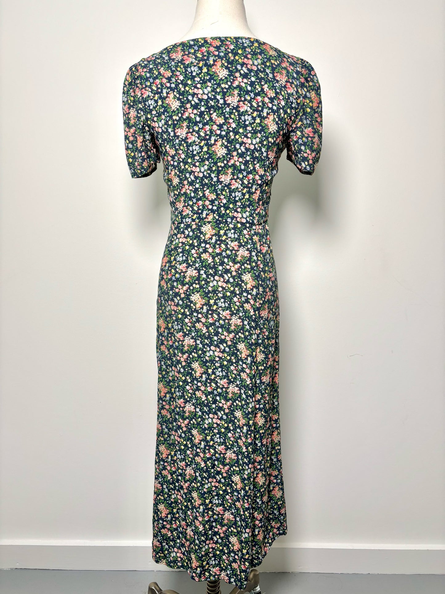 Women Size 34 Sezane Black, green, yellow, blue, red Floral Viscose Dress