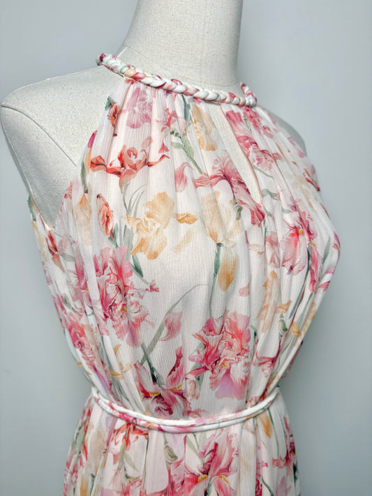 Women Size 2 Goelia White, pink, orange Floral Silk Dress
