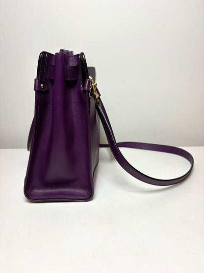 Women's Salvatore Ferragamo Briana Tote Saffiano Leather Pre-owned Purple Bag