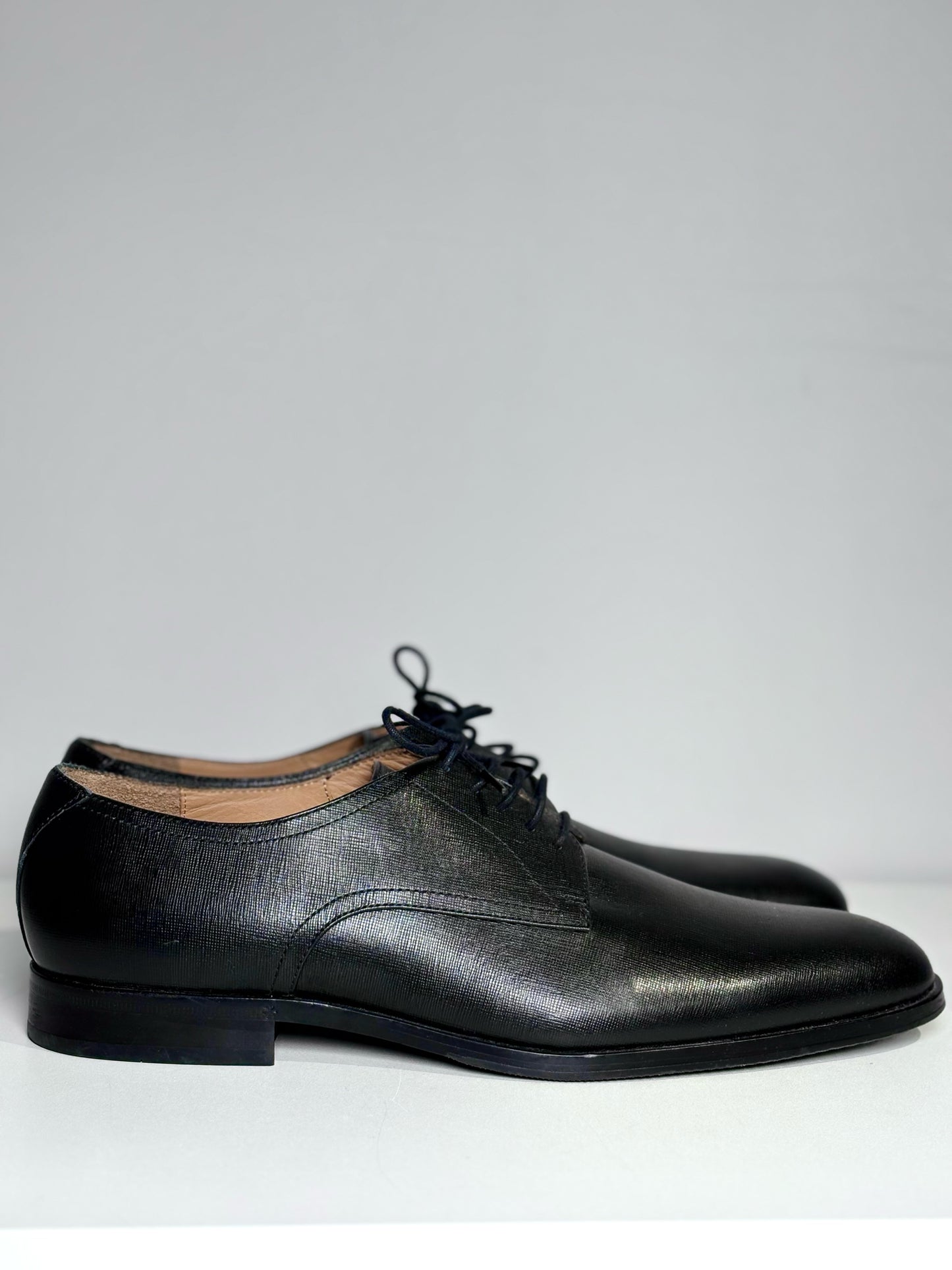 Hugo Boss Black Leather Solid Size 12 Cowhide Men's Shoes