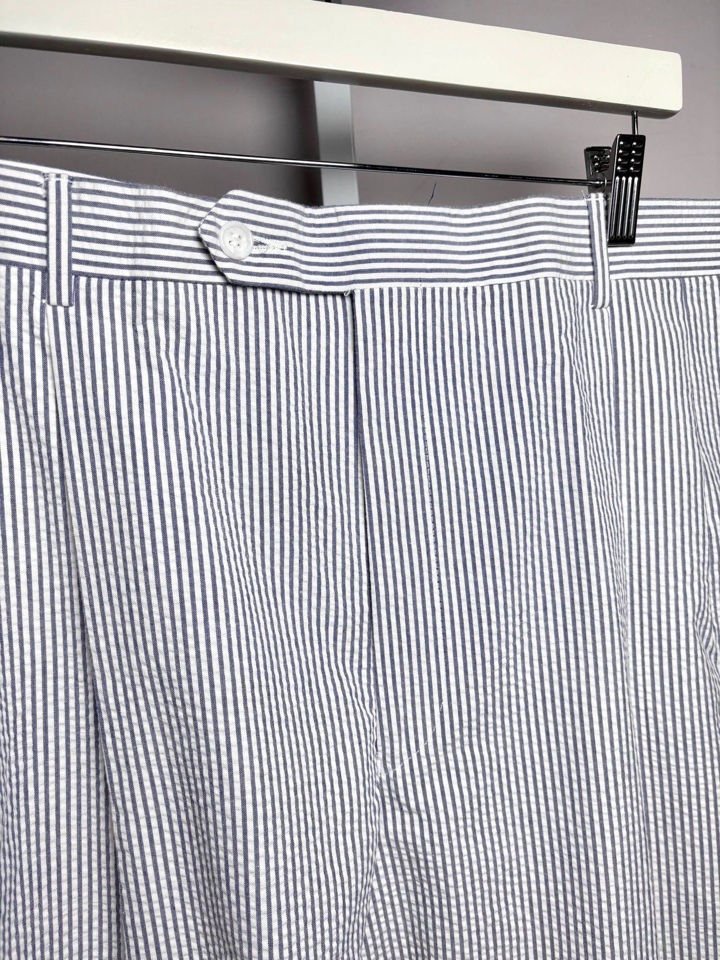 Jos. A. Bank Blue & White 100% Cotton Searsucker Men's 46R Suit NWT Pre-Owned