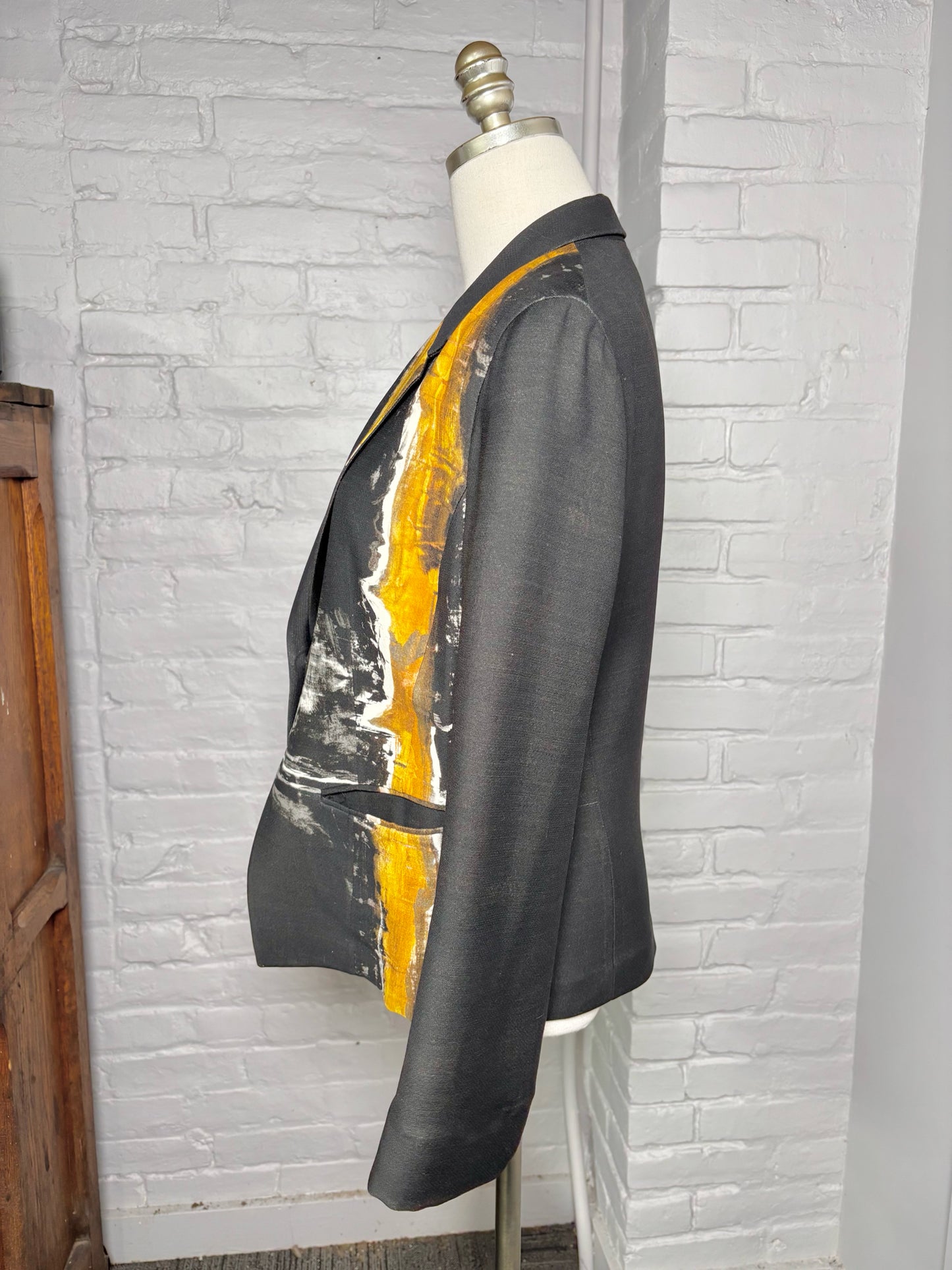 Women Size 10 Donna Karan New York Black Abstract Print Blazer