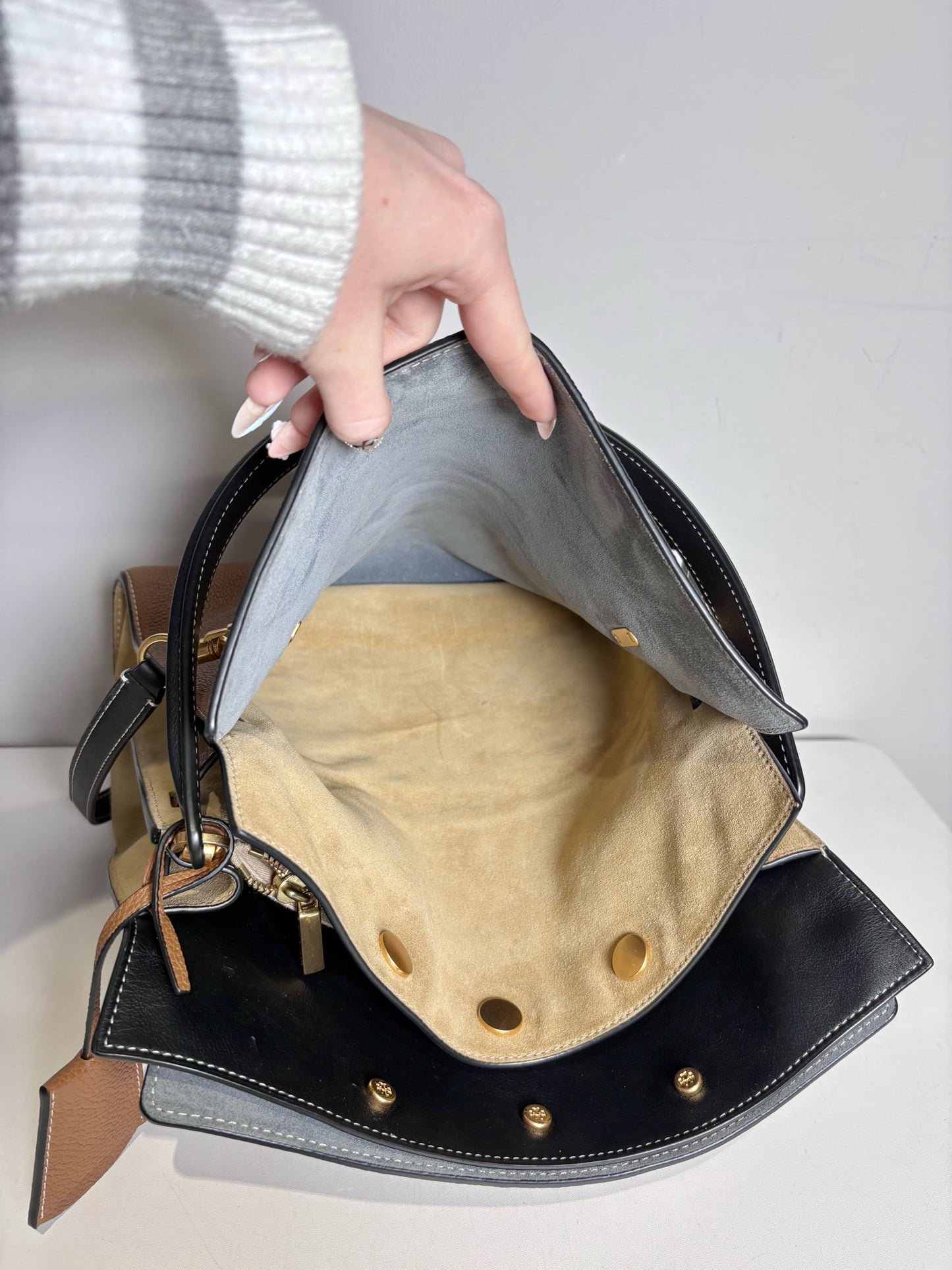 Women's Tory Burch Lee Radziwill Double Bag Large Leather Pre-owned Neutrals