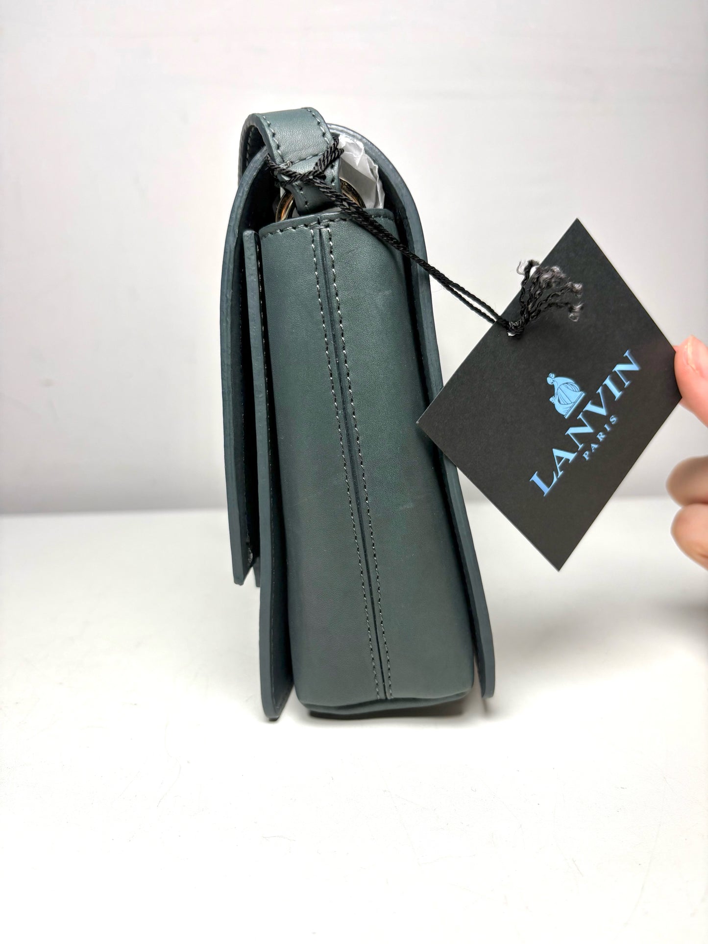 Lanvin Classic Pochette NWT Gray Calfskin Flap Purse