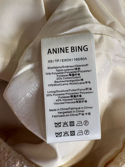 Women Size XS Anine Bing Janet Peach, Cream Houndstooth Pre-owned Jacket