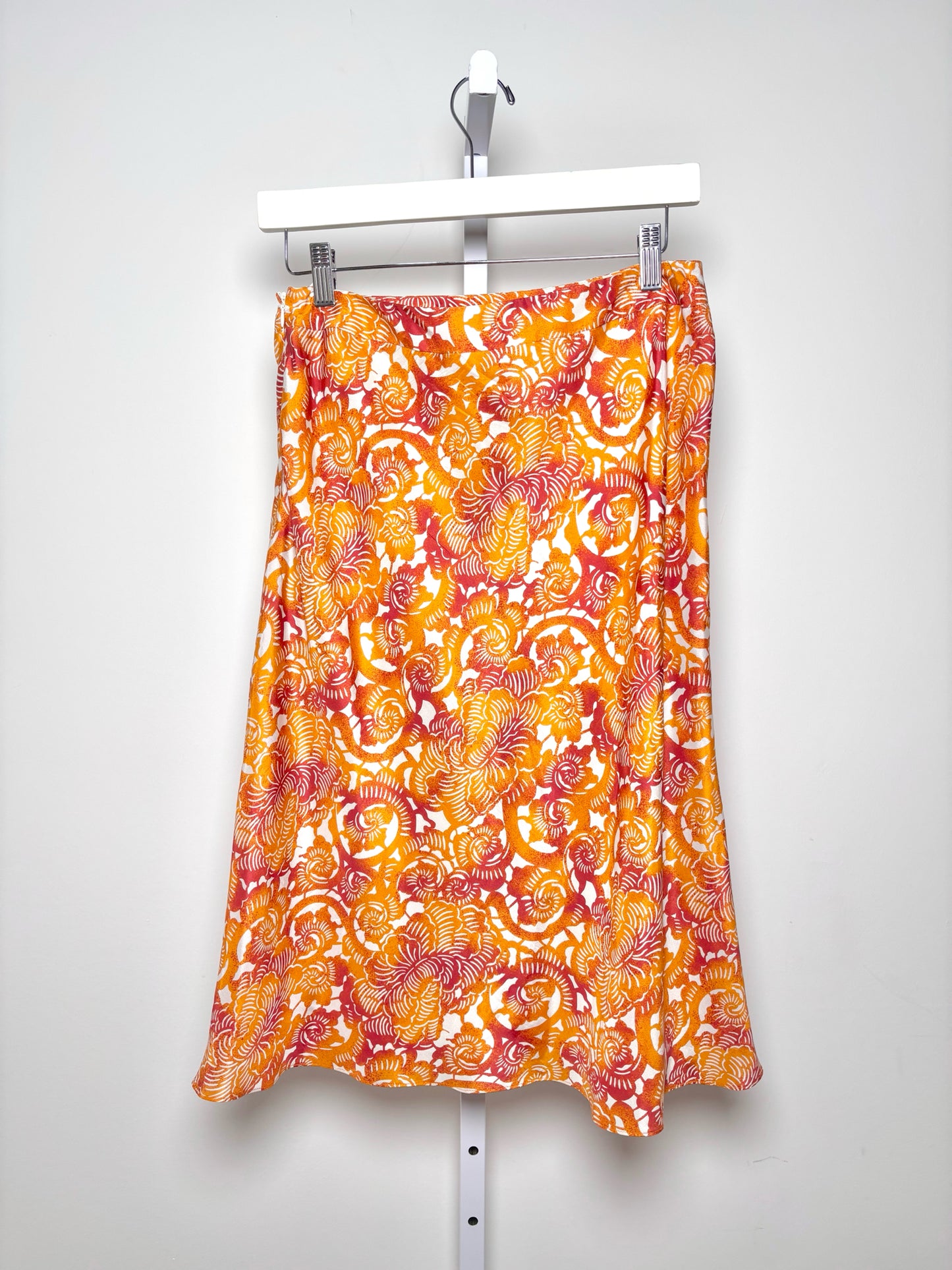 Women Size 6 Lafayette 148 Orange Floral Print Skirt