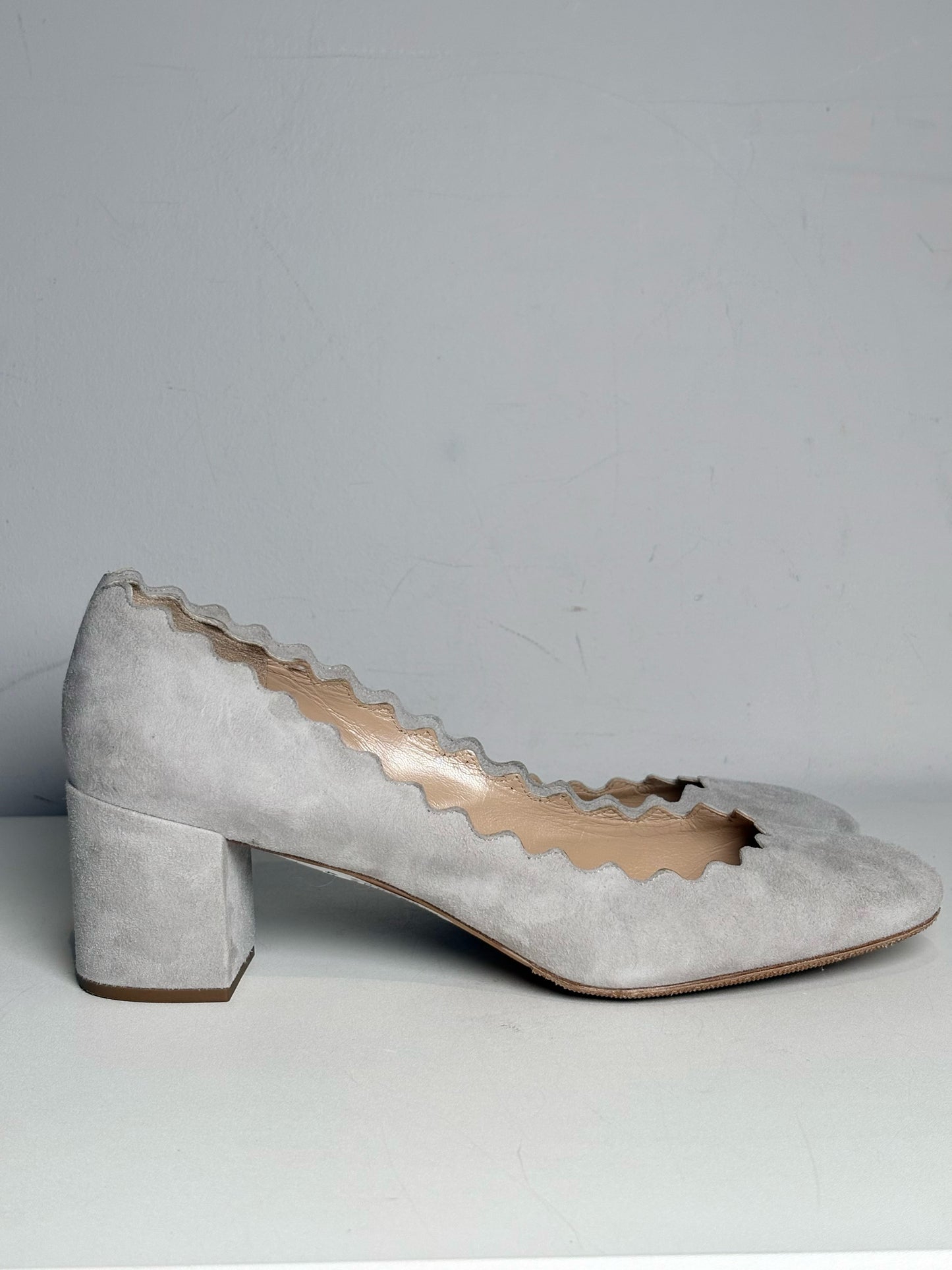W Shoe Size 41 (10.5 US) Chloe Silver Suede Leather Women's Pre-owned Pump