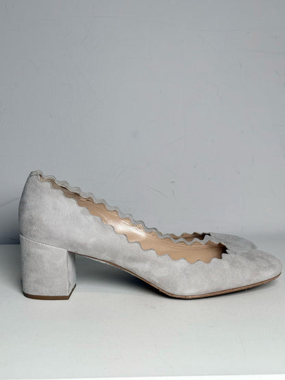 W Shoe Size 41 (10.5 US) Chloe Silver Suede Leather Women's Pre-owned Pump