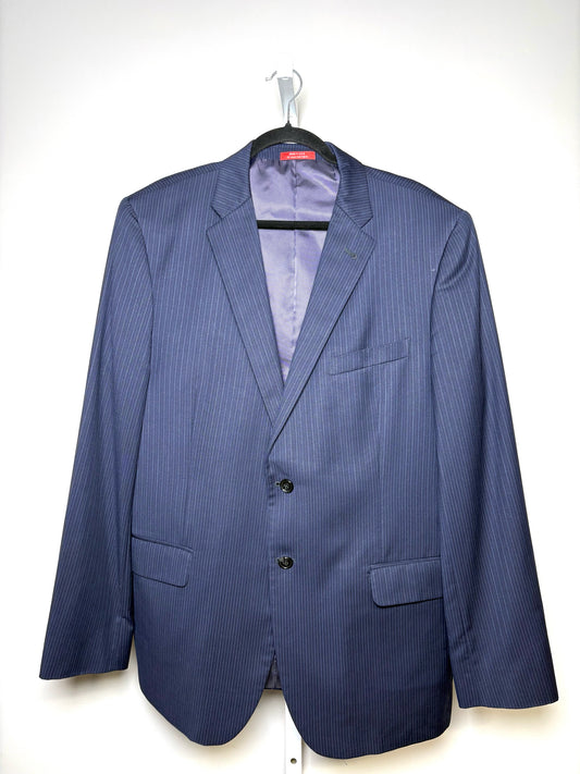 Ermenegildo Zegna Navy Wool, silk Stripe Men's Mens Size 44R Pre-owned Blazer