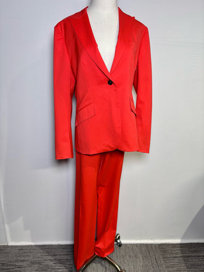Women Size 48 (L, US) Belvest Red Pure Wool 2-piece Blazer, Pants Suit