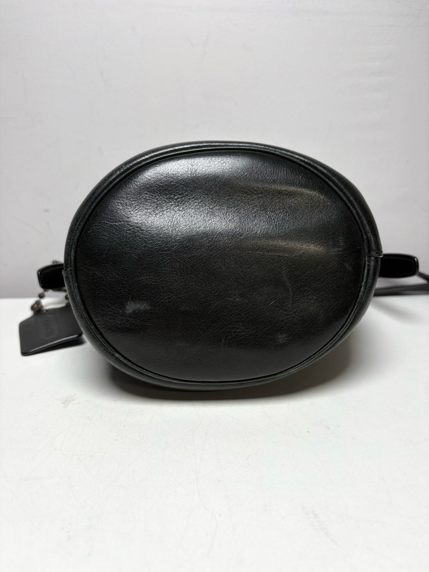 Women's Coach Bleecker Sport Mini Black Leather Vintage Pre-Owned Crossbody Bucket Bag