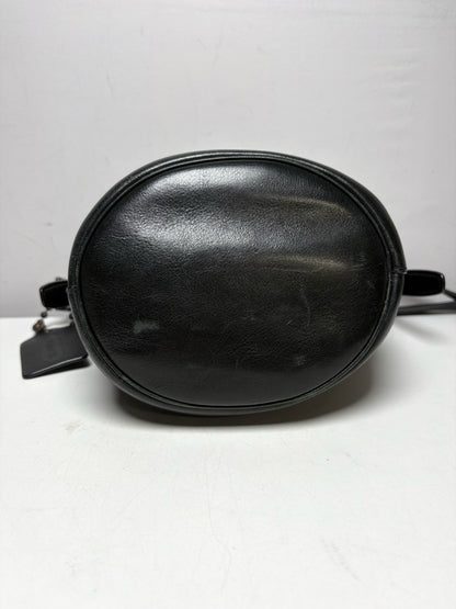 Women's Coach Bleecker Sport Mini Black Leather Vintage Pre-Owned Crossbody Bucket Bag
