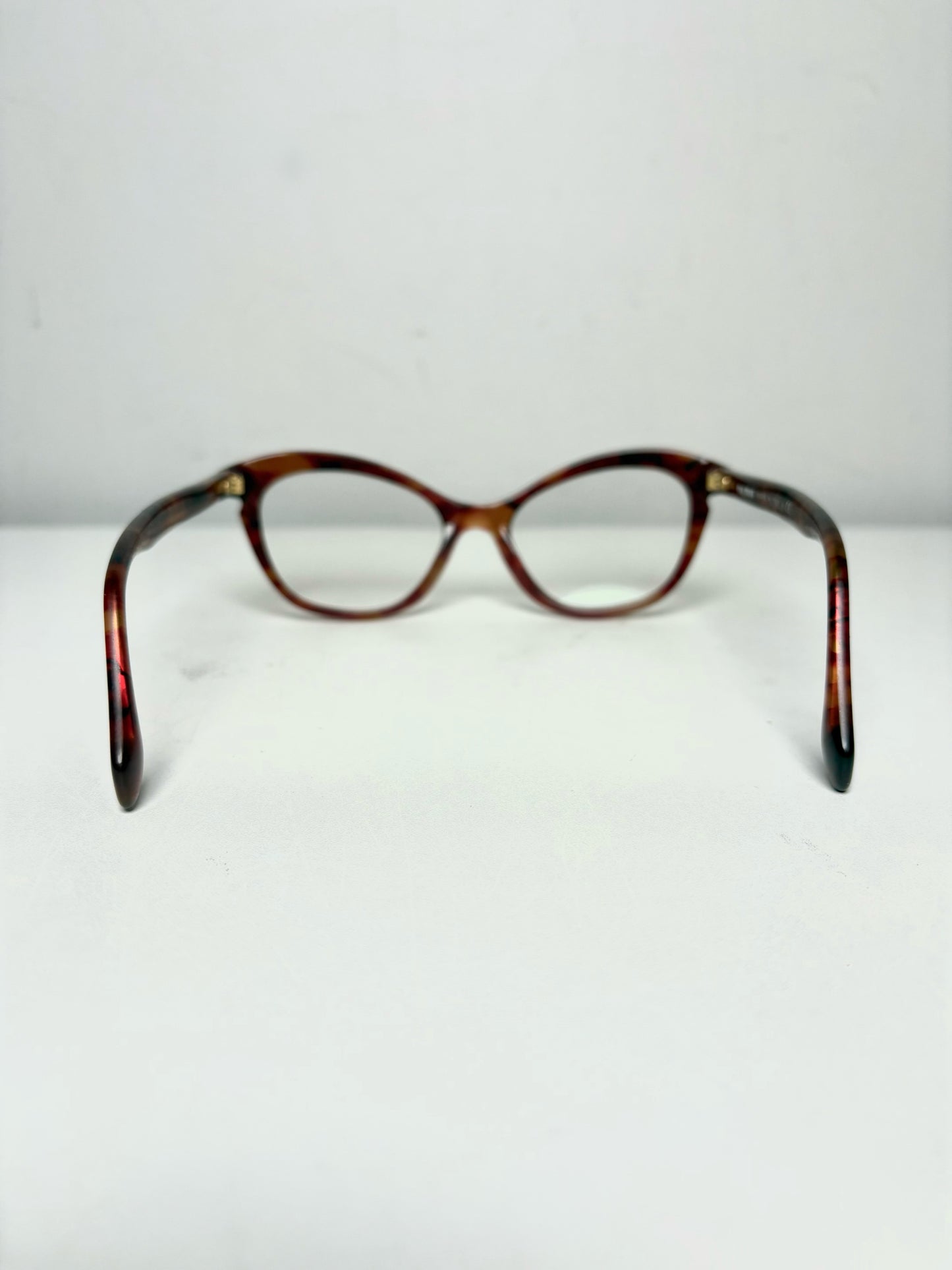 Women's Miu Miu Red, Tan & Orange Swirling Acetate Pre-Owned Cat-Eye Eyeglasses