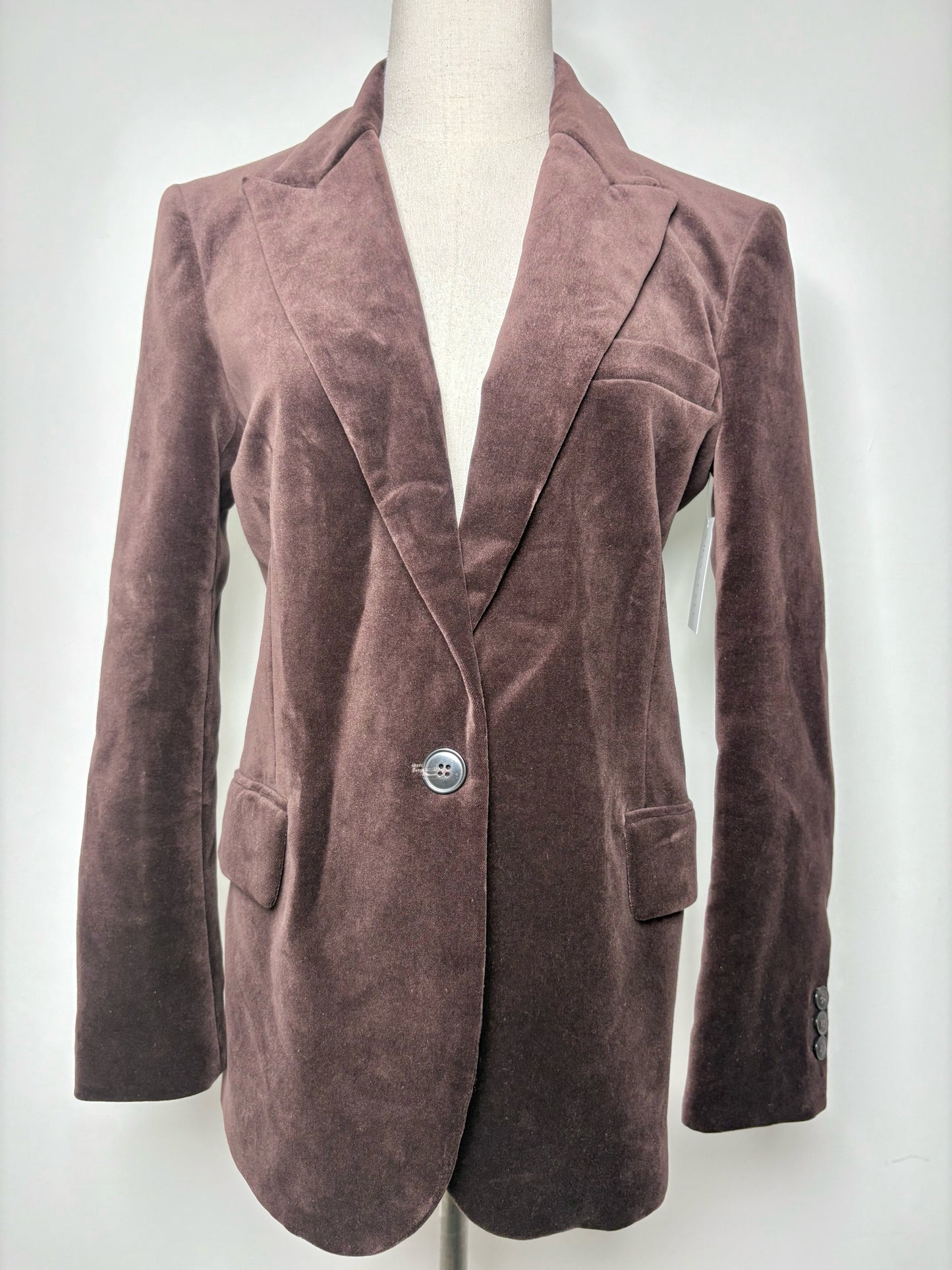 Women Size 0 ba&sh Chocolate Brown Solid NWOT Boop Blazer