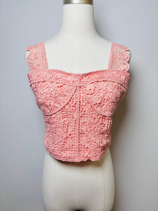 Women Size L Farm Rio Peach Lace NWT Top