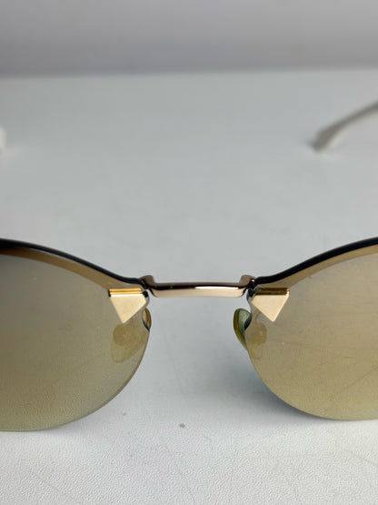 Fendi 0040/S Frameless Zig Zag Temples Women's Pre-owned Gold Metal Sunglasses
