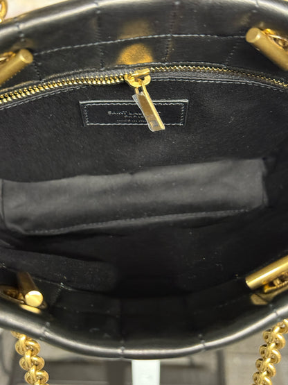 Saint Laurent Quilted Leather Black Lambskin Carr Shopping Bag