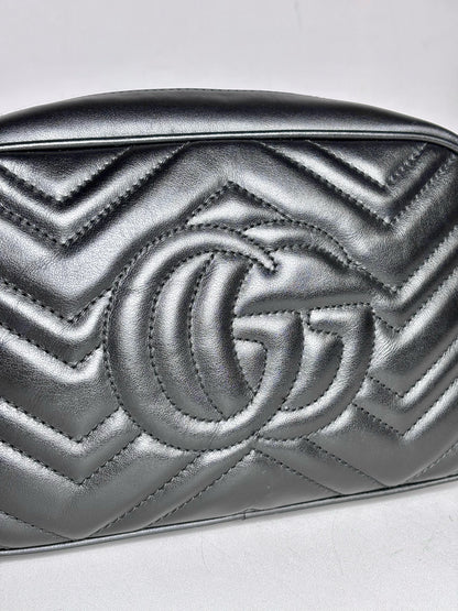 Gucci Marmont Camera Quilted Leather Pre-owned Black Nappa Small Purse Pre-owned