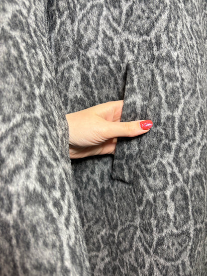 Women's Gerard Darel Black Gray Animal Print Alpaca Camel Hair Blend Pre-Owned Coat