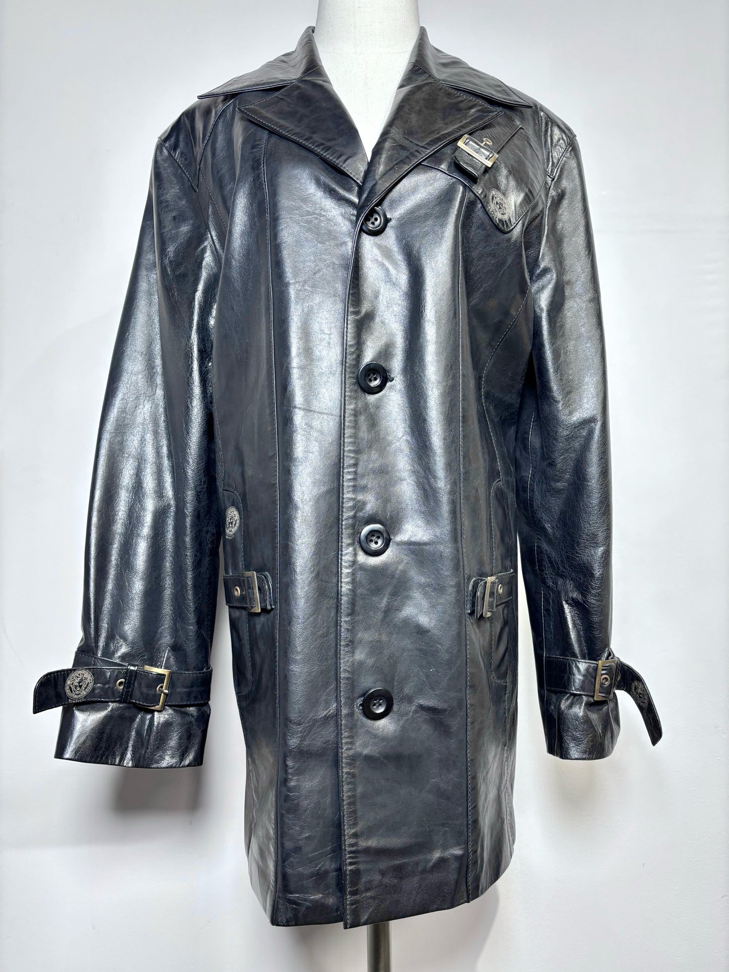 Women Size S Versace Couture Black Solid Lambskin Vintage Jacket