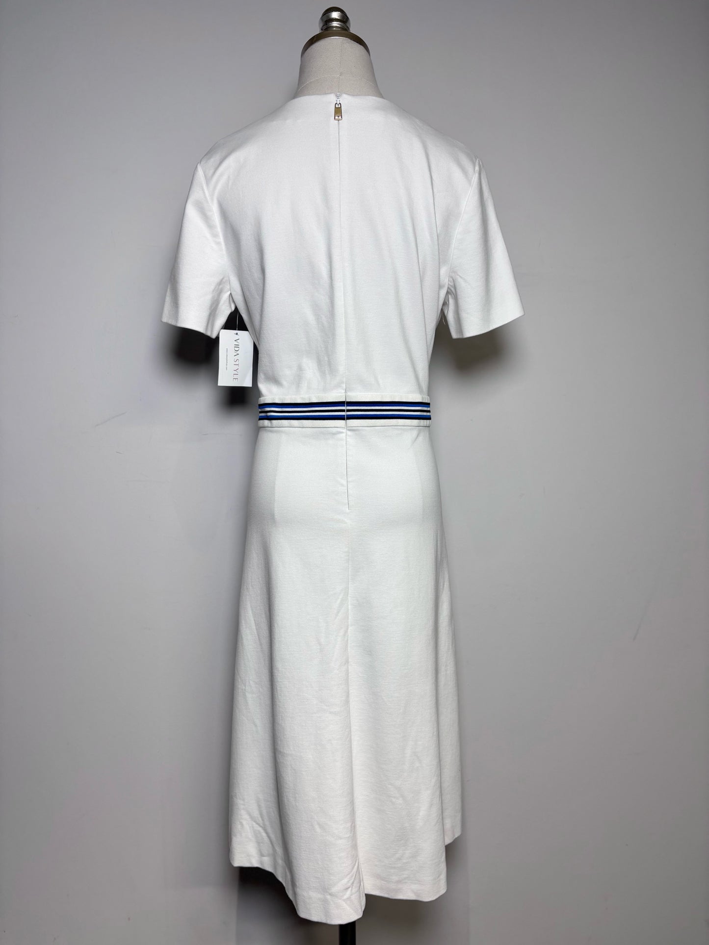 Women Size 40 Escada Sport White, blue Stripe Women's Dress