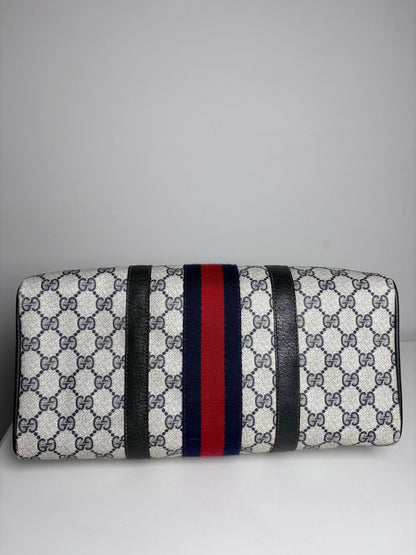 Vintage Gucci Boston Bag Monogram Navy Coated Canvas w/Leather Trim | Pre-owned