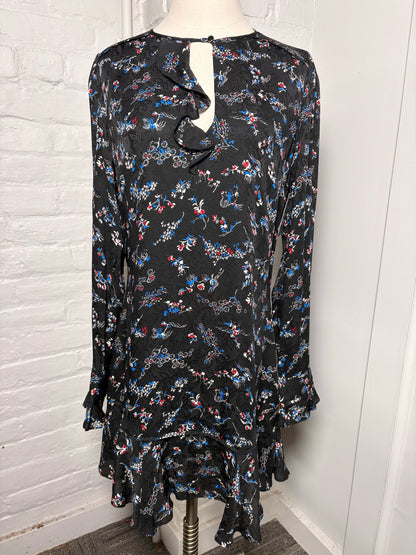 Women Size 6 Veronica Beard Black Floral Print Dress