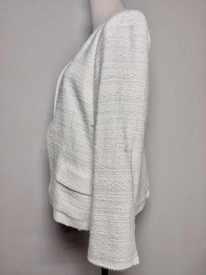 Women Size L Kobi Halperin Ivory Tweed Cotton Blend Jacket
