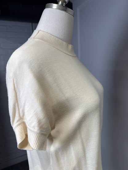 Women Size M Joseph Off White Solid Wool, Silk Sweater