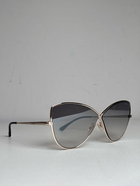 Tom Ford TF569 Rose Gold Elise Women's Pre-owned Silver Metal Sunglasses