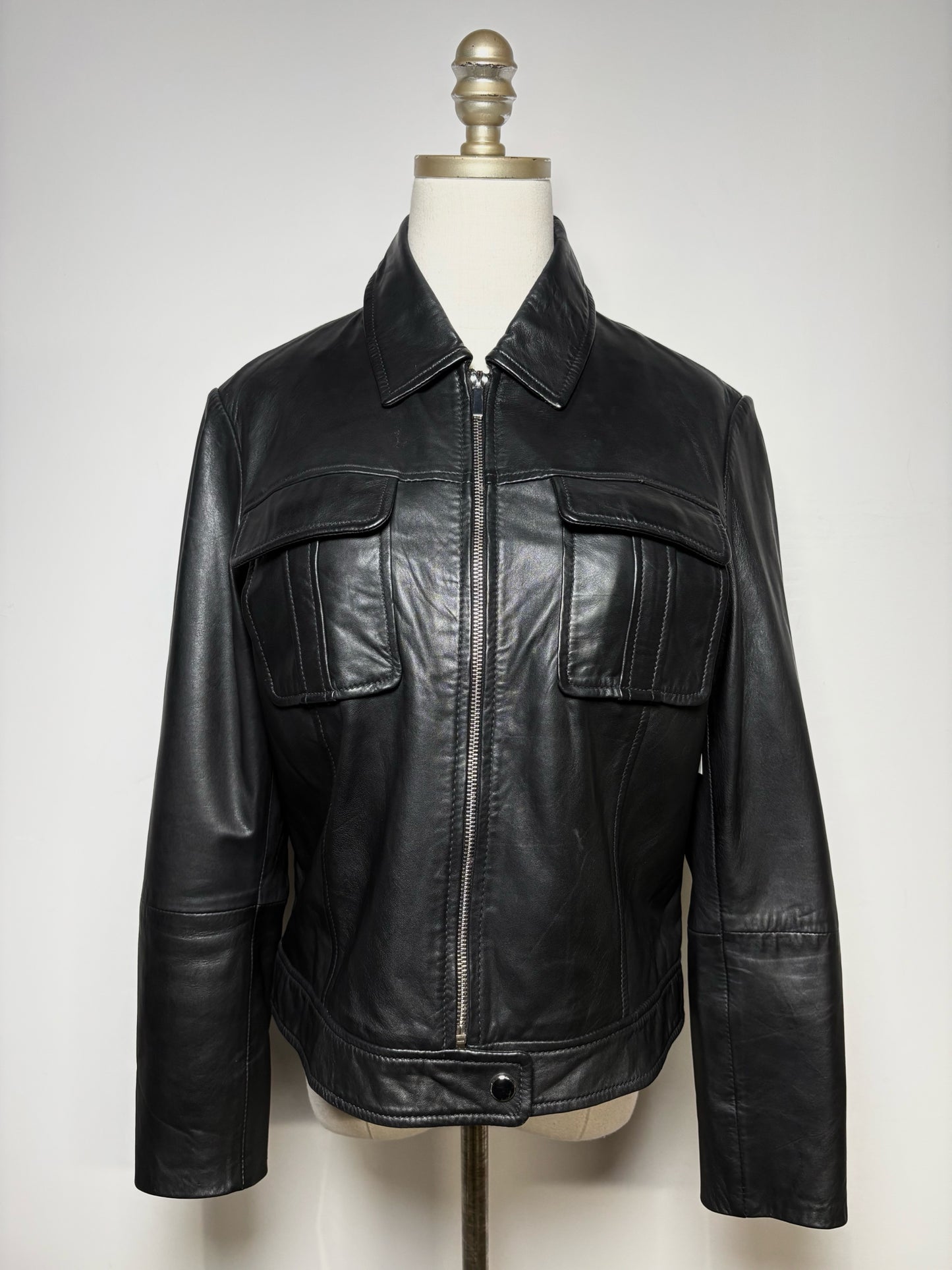 Women Size L Bod & Christensen Black Pure Leather Pre-Owned Jacket