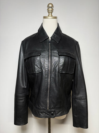 Women Size L Bod & Christensen Black Pure Leather Pre-Owned Jacket