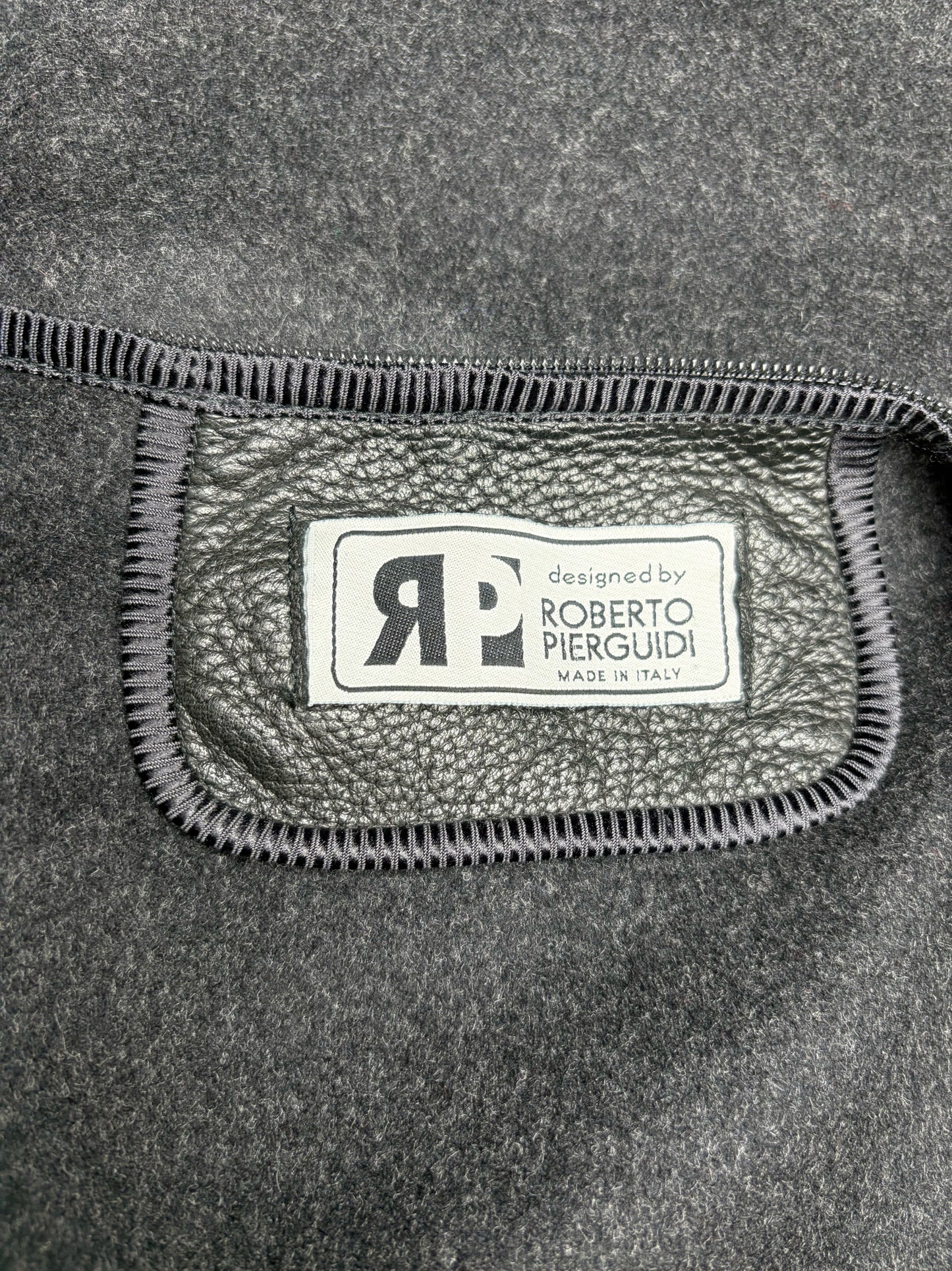 Men Size 54 IT (US 44 / XL Est.) Roberto Pierguidi Black Pebble Leather Vintage Rare Pre-Owned Bomber Jacket