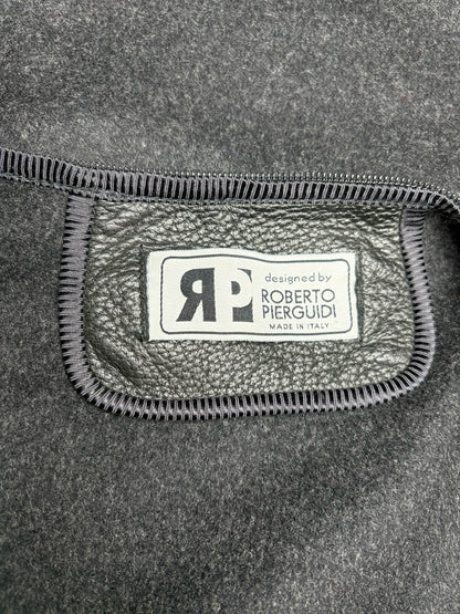 Men Size 54 IT (US 44 / XL Est.) Roberto Pierguidi Black Pebble Leather Vintage Rare Pre-Owned Bomber Jacket