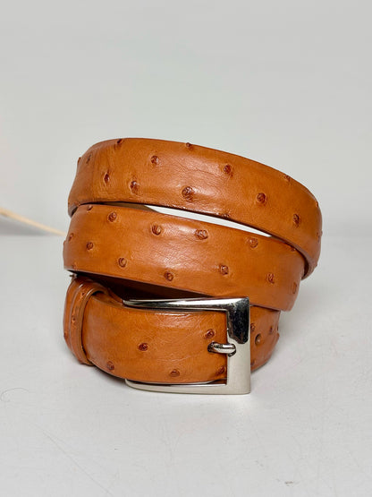 Mens Size 36 W. Kleinberg Cognac Ostrich Leather Men's Belt