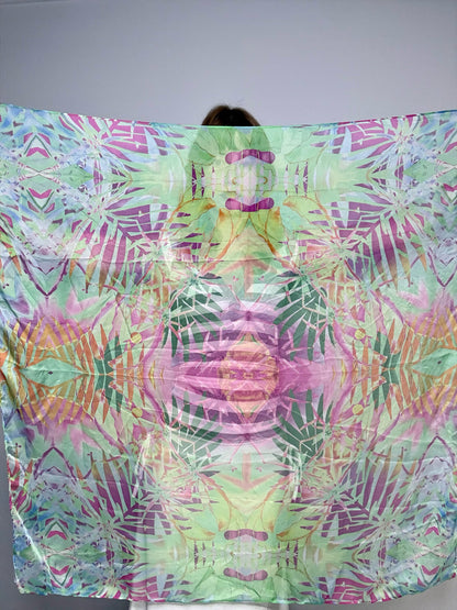 Swarovski Print Women's Silk Green, orange, pink, blue Scarf