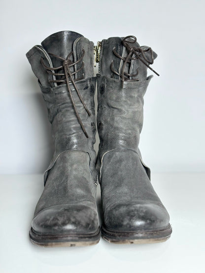 W Shoe Size 40 (9, 9.5 US) A.S. 98 Charcoal Gray, Black Leather Chet Boots