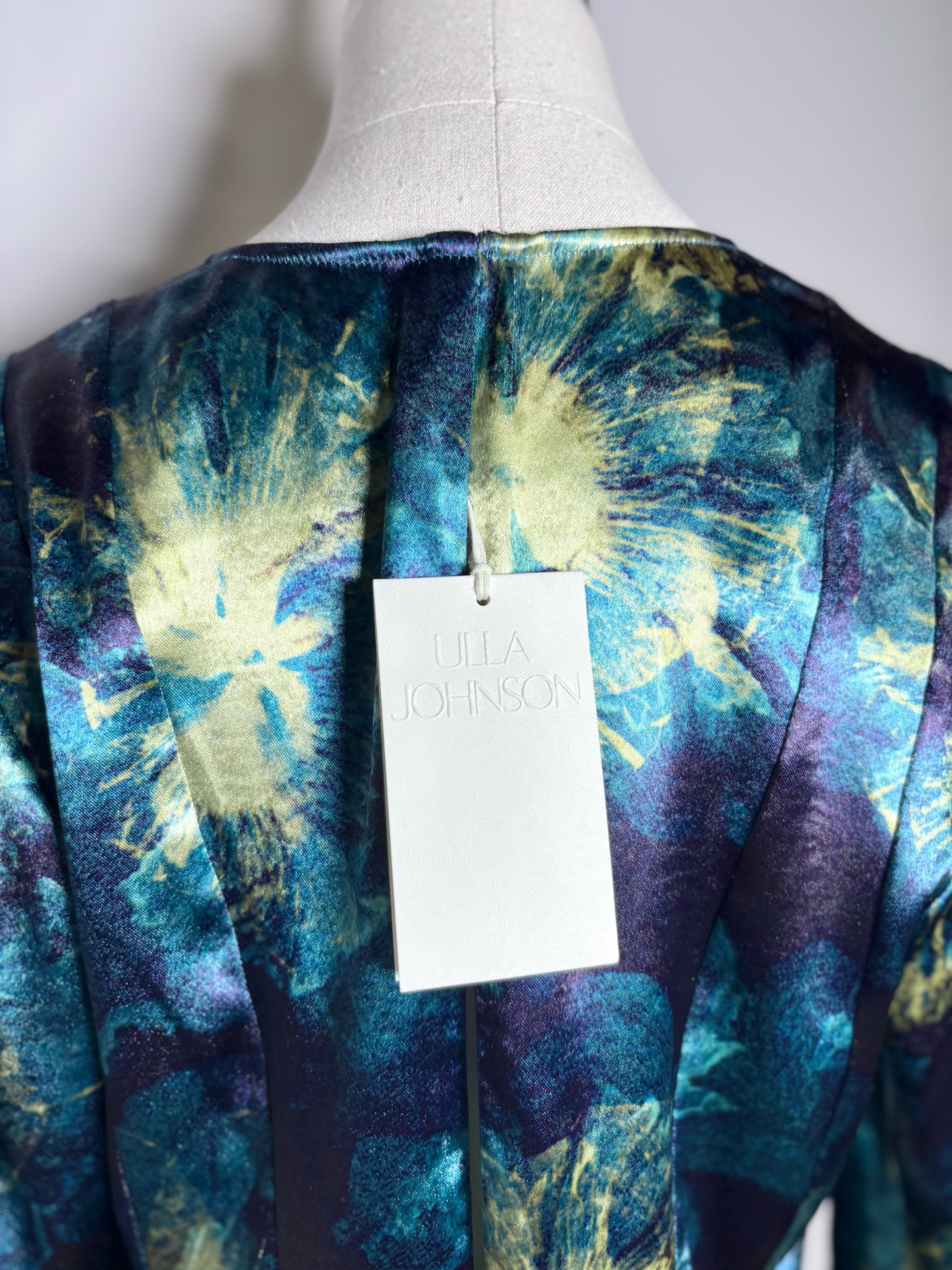 Women Size M Ulla Johnson Azrou Blue, Green Print Pre-owned, NWT Midi Dress