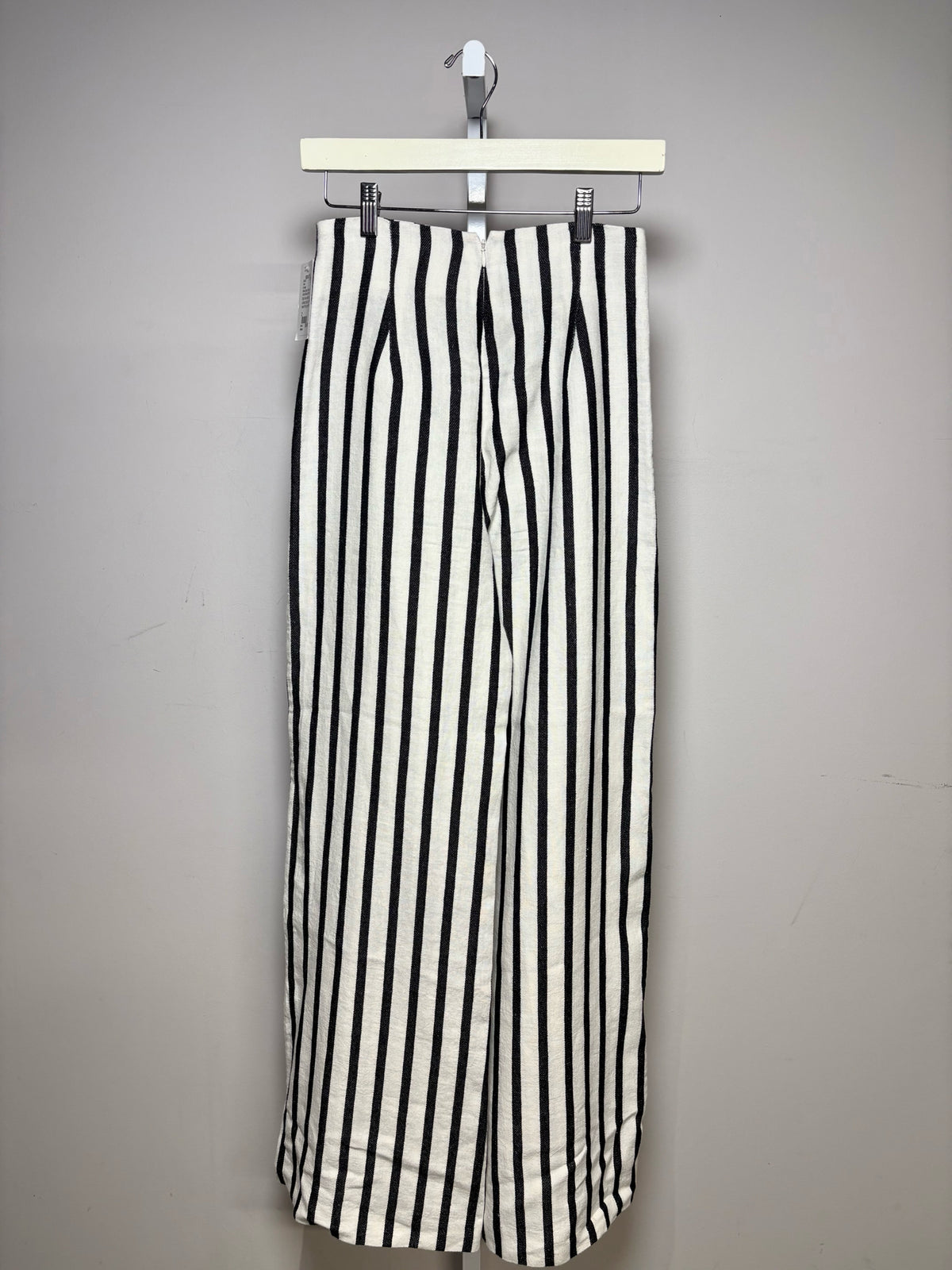Women Size 2 St. Agni White & Black Striped Linen Cotton Blend Pre-Owned Wide-Leg Pants